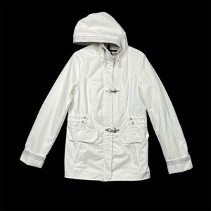 Eddie Bauer Rain Jacket Women's S White Hooded Toggle Anorak Cottagecore